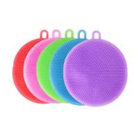 Food Grade Silicone Kitchen Tool Dish Scrubber Cleaning Sponge Dishwashing Brush Factory wholesale