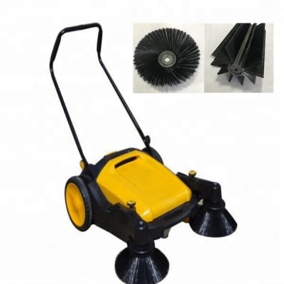 Mini push type road sweeper main brush and side brush attachment