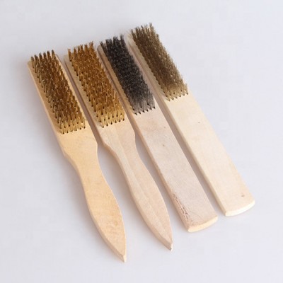 Wooden Handle Copper Brass Wire Aluminum Surface Polishing Brush